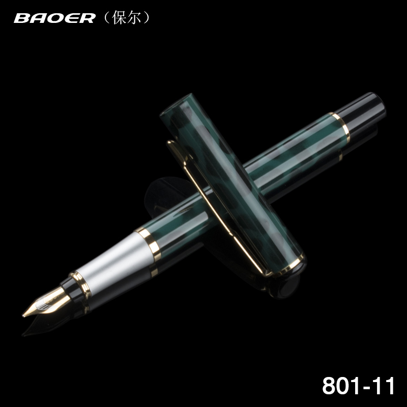 Baoer 801 Executive Golden and Silver Fine Nib tip Ink pen Stationery School Office birthday Writing metal Fountain Pen: T / 0.5MM