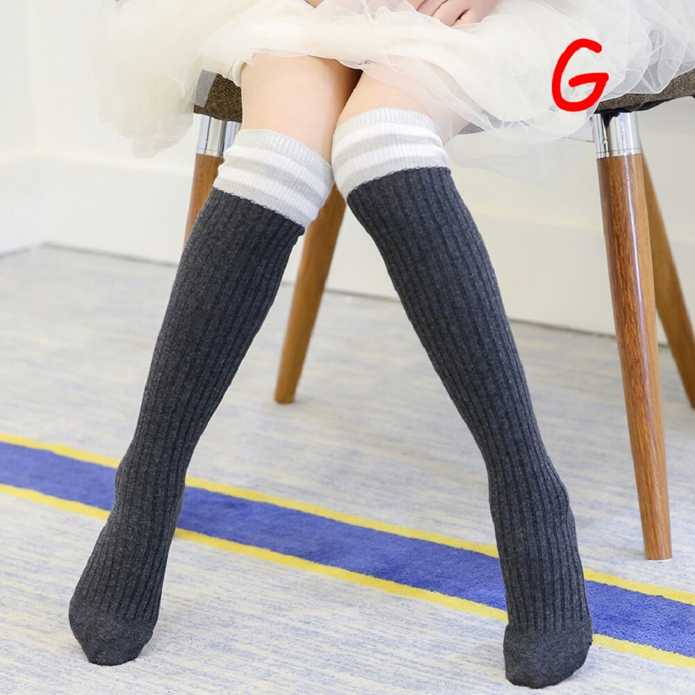 Girls Knee High Socks Kids Rainbow Stripes Printed Cotton Sports School Skate Children Baby Sweet Cute Plus Size Long Socks