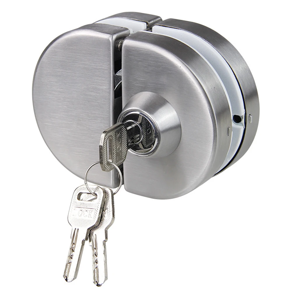 Serratura per porta in vetro Vetrina Serrature per vetrine Doppia porta in acciaio inossidabile Nessuna necessità di foratura Hardware per porta di casa antifurto