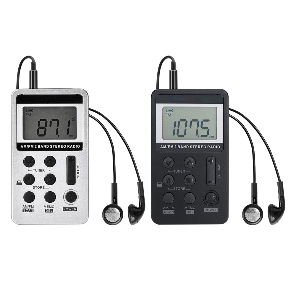 AM/FM Pocket Radio Mini Handheld Radio Dual Band Digital Multiple Stations Radio with HiFi Earphones Battery For Walkman hiking