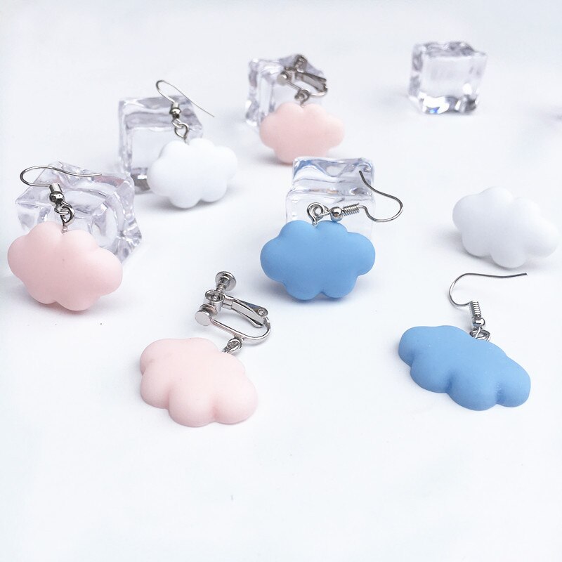 Pendientes colgantes de nube blanca para mujer y niña, aretes de gota de nube rosa/azul/verde/púrpura/naranja, joyería de de Ciencia