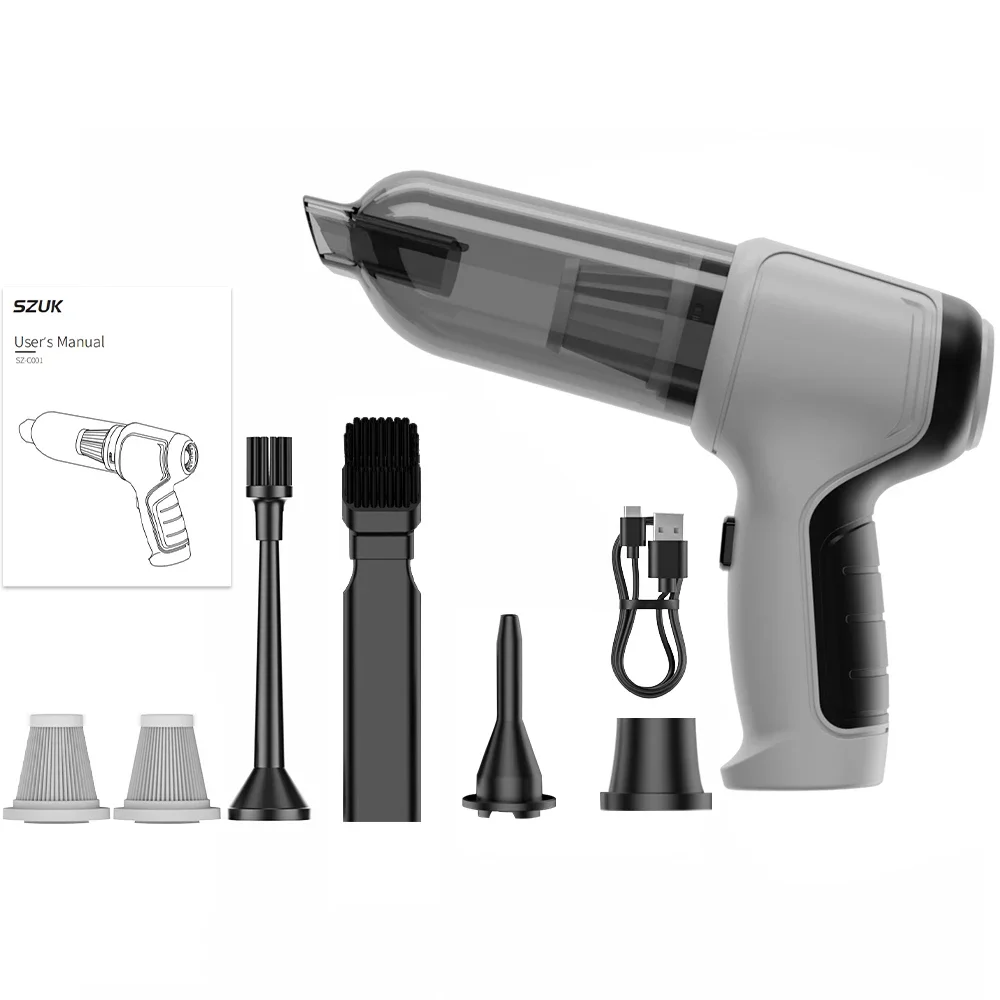 SZUK Auto Vacuüm Cieaner 638000Pa Draadloze Mini Handheld Reinigingsmachine Krachtige Draagbare Blower Stofzuiger voor Auto Thuis Draadloze stofzuiger Mini Handheld stofzuiger Stofzuiger voor auto en huis: WHITE