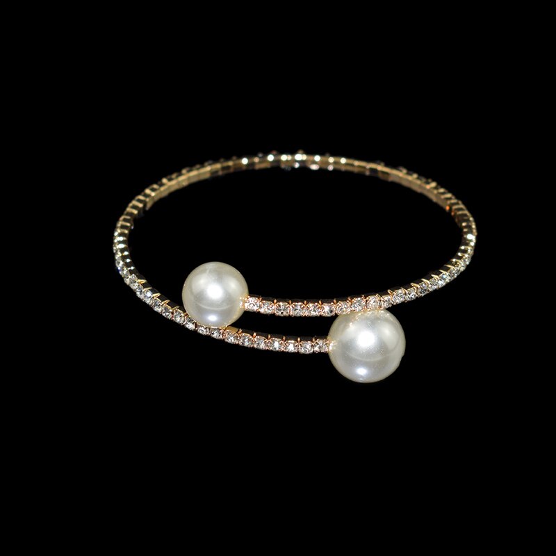 YLIOYE-ensembles de mariée avec perles simulées, collier, collier, collier, collier, bijoux pour femmes, fête de mariage: 1 row bracelet gold