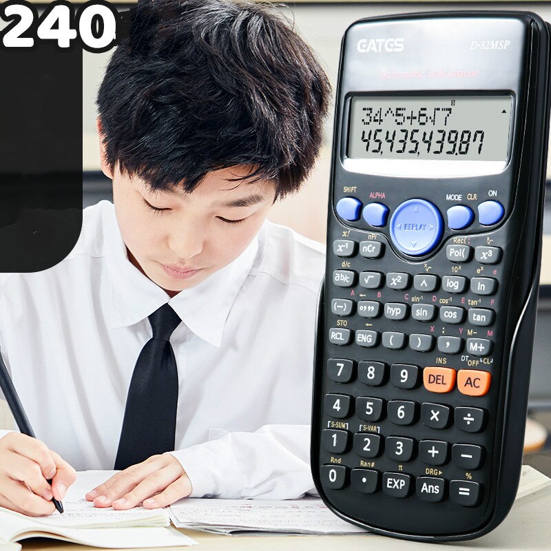 1pcs D-82MSP Digital Scientific Calculator 240 Functions Statistics Mathematics 2Line Display for Student School Undergraduate