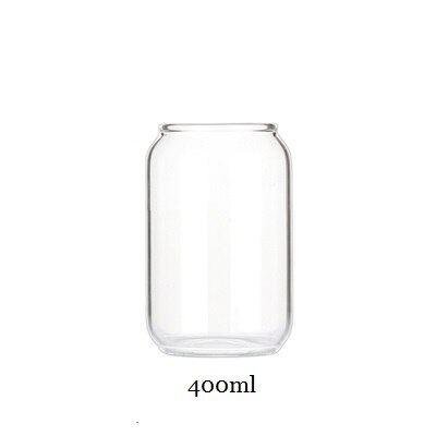 Vaso de cristal con forma de lata , vaso para agua leche zumo, cerveza, 400ml, 550ml y vaso de paja para postre: 400ml