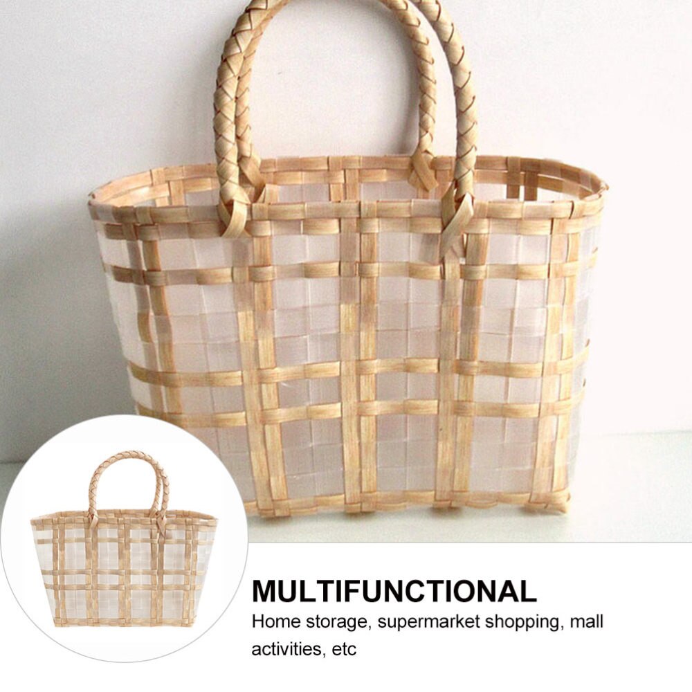 1Pc Waterproof Plastic Beach Bag Shopping Basket for Shop Decor