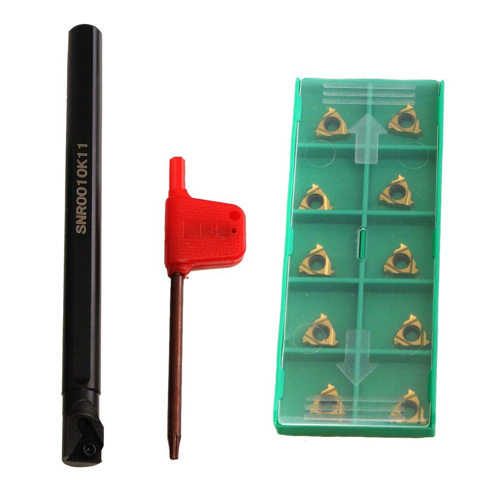 SNR0010K11 Draaibank Threading Turning Gereedschaphouder + 10 Stuks Inserts Met Wrench