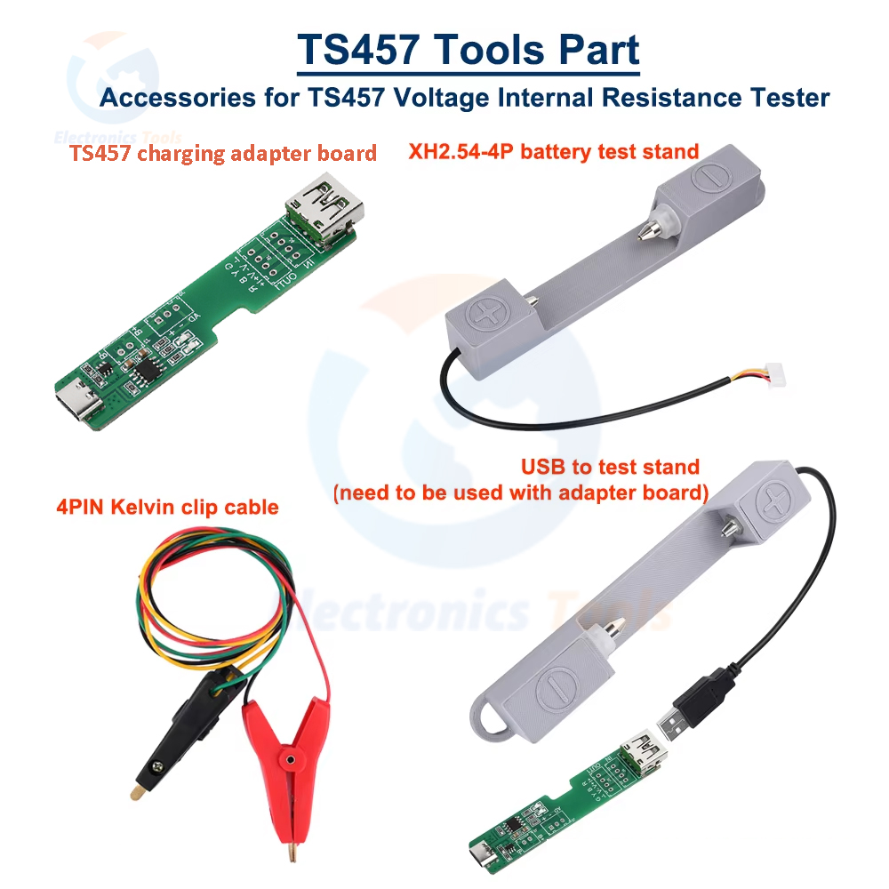 Ts457 batterisokkel kelvin-klips kabel ladeadapterkort for  ts457 spennings- og indre motstandstesterverktøy tilbehør