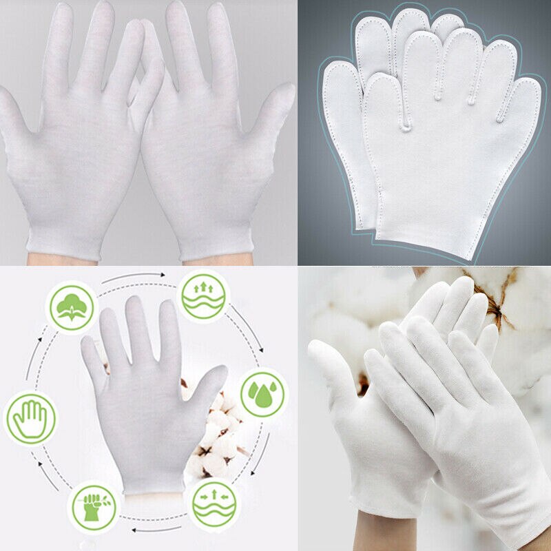 6 paar witte handschoenen, katoenen zachte inspectie werkhandschoenen, lichtgewicht handschoenen in 4 maten voor de moestuin.