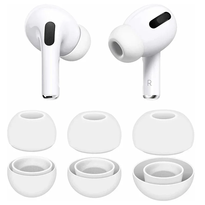 Almohadillas de repuesto para AirPods Pro 1st 2nd, almohadillas de goma de silicona, tapa de auriculares, accesorios de Gel XS/S/M/L, color blanco