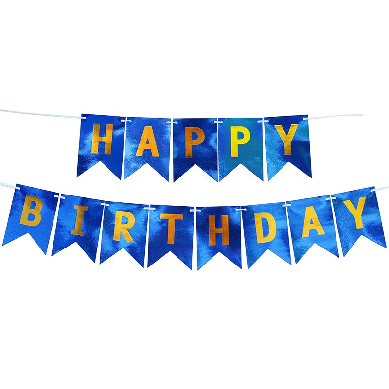 Cartel de feliz cumpleaños, espejo de oro, plata, rojo, azul, banderines de feliz cumpleaños, banderas de guirnalda, fotomatón, decoración para de bienvenida de bebé: Blue