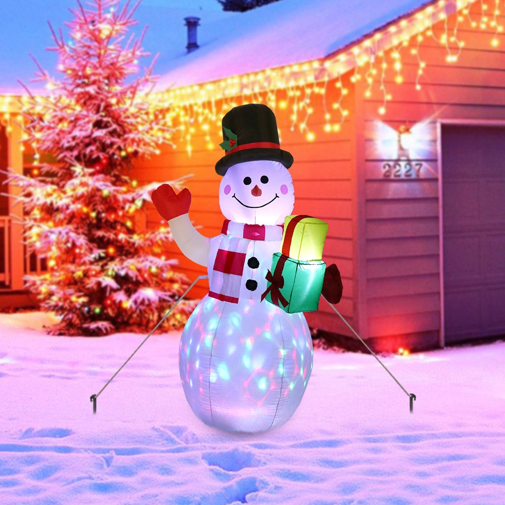150cm Xmas Santa Claus Snowman Inflatable Model LED Night Light Luminous Snowman Doll Garden Toys Party Christmas Decorations