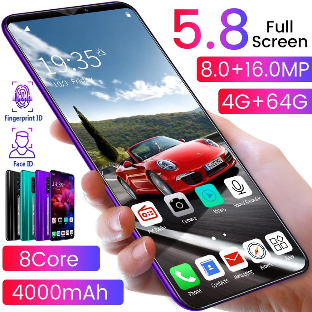 Rino3 Pro 5.8 Inch Scherm Android Telefoon Purple Water Screen Smartphone Effen Kleur Mobiele Telefoon Cool Vorm