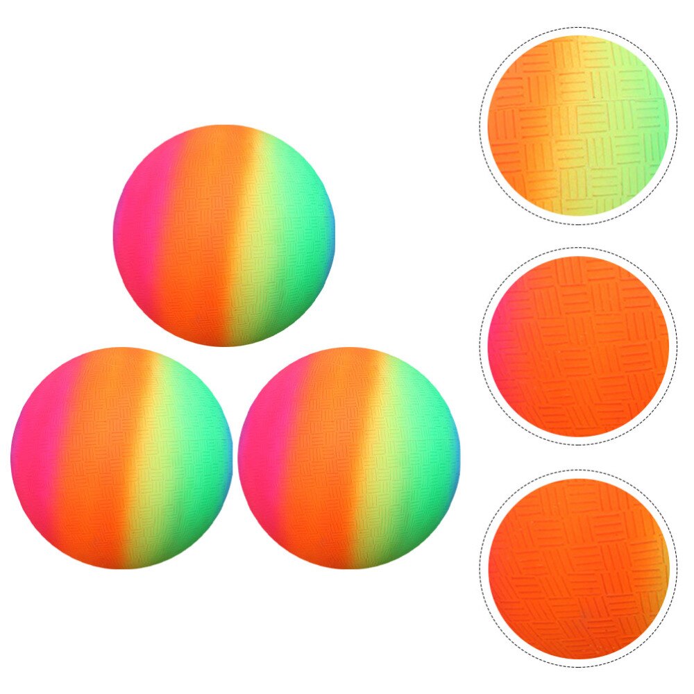 3pcs Ball Strong Interesting Rainbow Color Ball Rainbow Sports Ball Bounce Play Ball for Playground