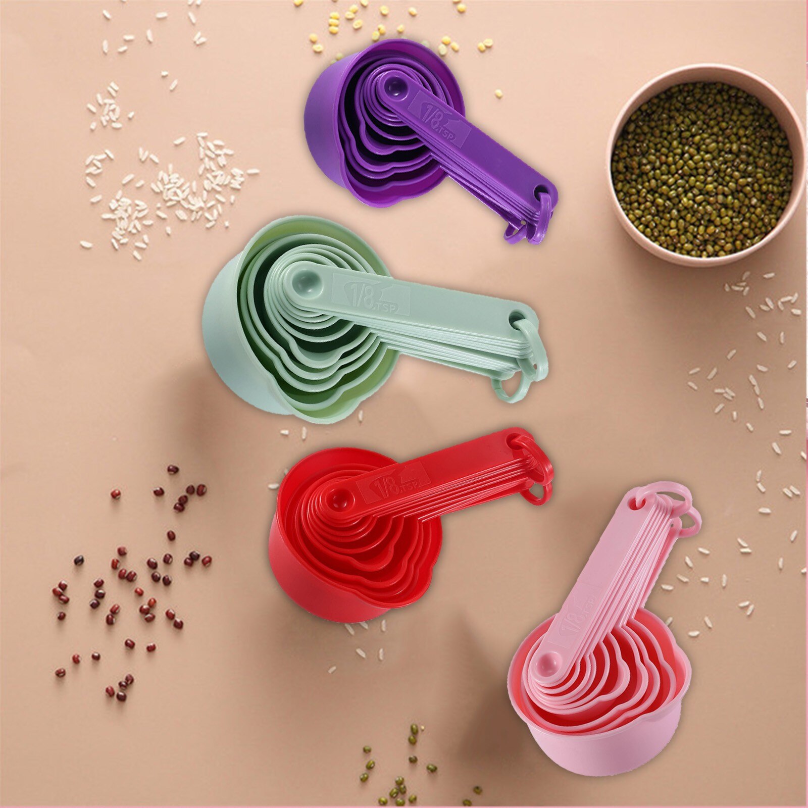 1X11 set of measuring spoons color plastic measuring spoons useful sugar cake baking spoons kitchen baking measuring tools45#