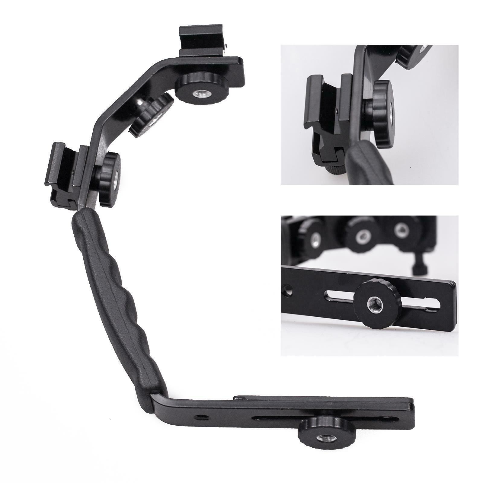 En forme de Support de Flash DSLR Support De Caméra Double Griffe Support Poignée Souple Vidéo Micro Deux sabot élargir L