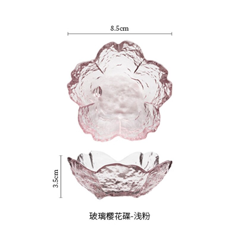 Japonais marteau modèle verre cerise fleur plat rose ménage assaisonnement dip assiette soja sauce bol vaisselle ensemble: Cherry bowl