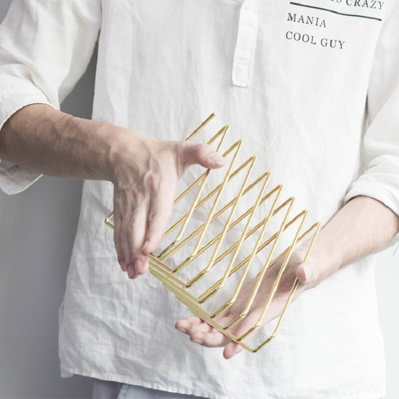 nordisch Gold Versenkbare Magazin Halfter Metall Dreieck Schreibtisch Organizer Lagerung Papier Dokument Fach Datei Ordner Büro Zubehör