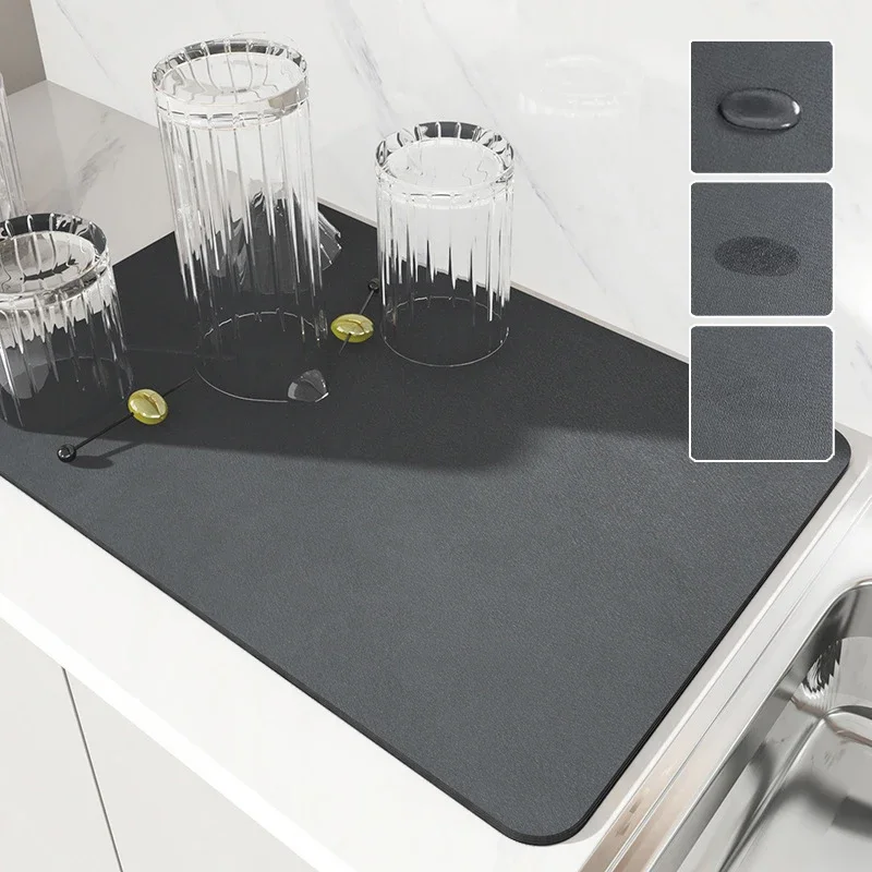 Upgraded Diatomite Sink Splash Guard Kitchen Faucet Absorbent Mat Drip Catcher Drying Faucet Pad for Counter Bathroom Bar Tools