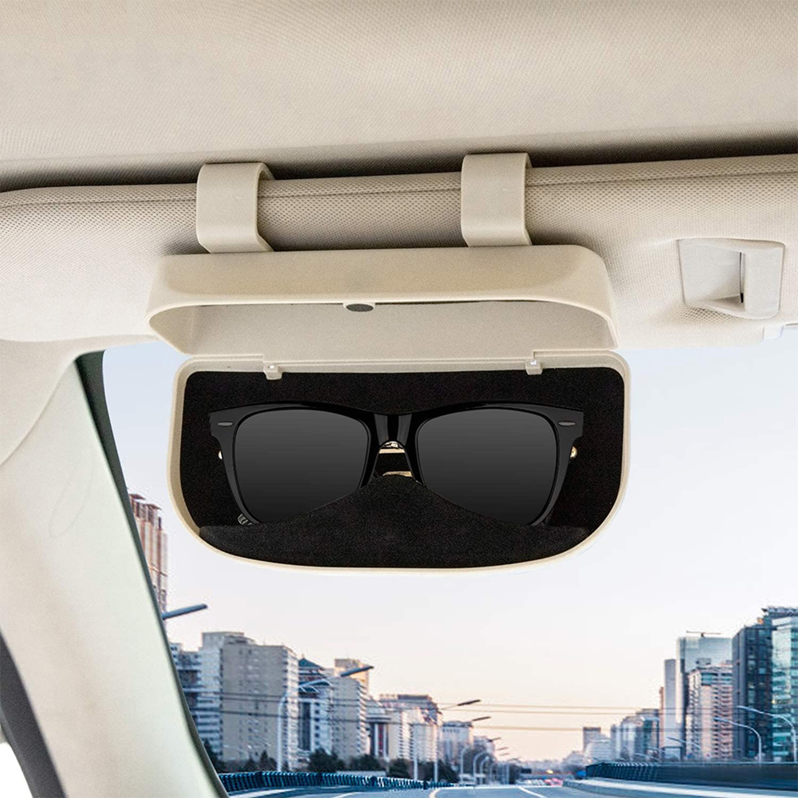 Universele Truck Auto Zonnebril Houder Zonnescherm Brillen Opbergdoos Clip-On Auto Zonnebril Zon Glas Houder Case