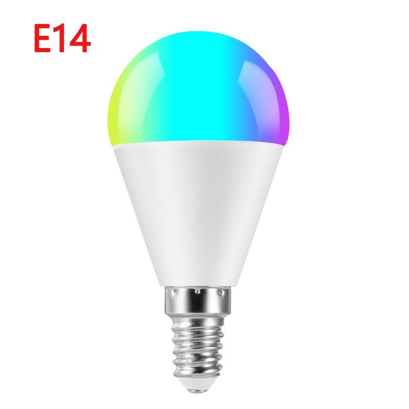 Bombilla inteligente con temporizador regulable, luz con voz por WiFi, 6W, E27, E26, B22, E14, RGB, funciona con Alexa/google home: E14