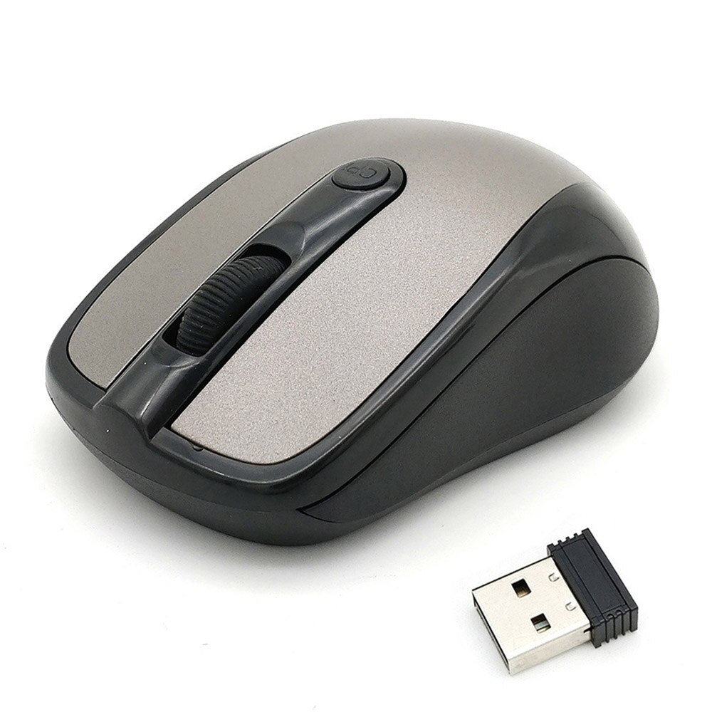 Ratón óptico inalámbrico de 2,4G, ergonómico, duradero para ordenador portátil, periféricos universales para ordenador: Gris