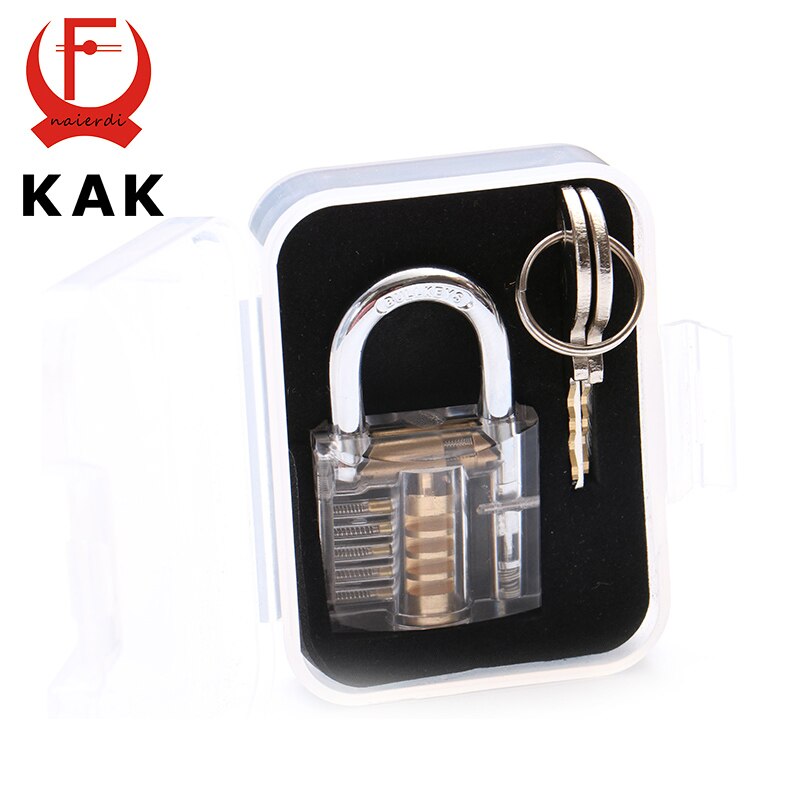 KAK Transparent Locks Pick Visible Cutaway Mini Practice View Padlock Hasps Training Skill For Locksmith Furniture Hardware: White With Box