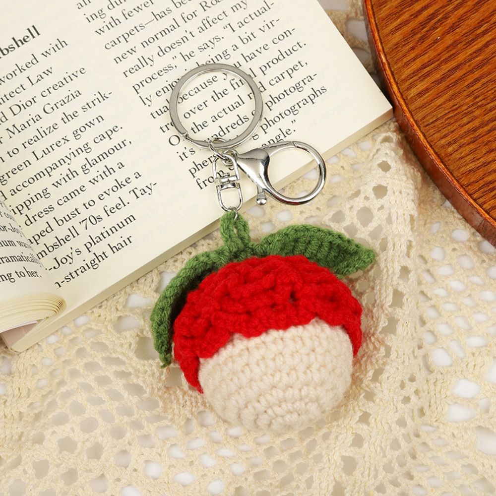 Neue gestrickte Frucht Schlüssel bund Simulation Erdbeer Kirsche Birne Pfirsich Schlüssel ring Frauen Mädchen Auto tasche Schlüssel Anhänger Schmuck Schlüssel halter: Black