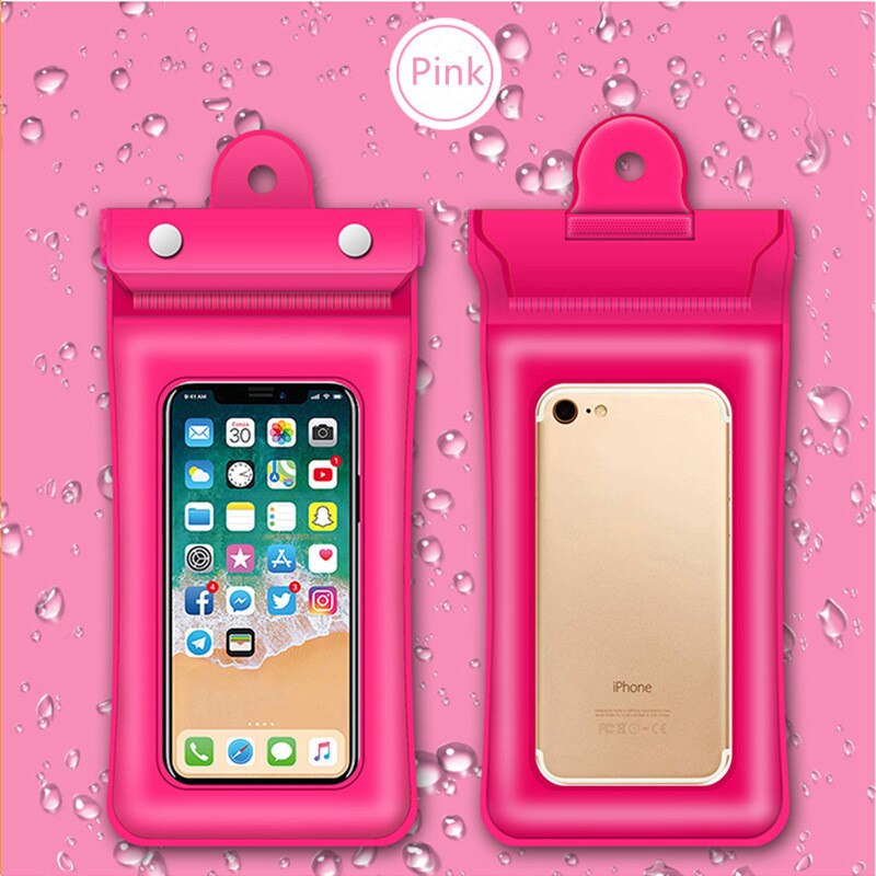 Bolsa de aire impermeable para teléfono móvil, funda de PVC para iphone 11 12 pro max, bolsa de buceo en Seco Bajo el agua, funda para teléfono deportivo: Pink