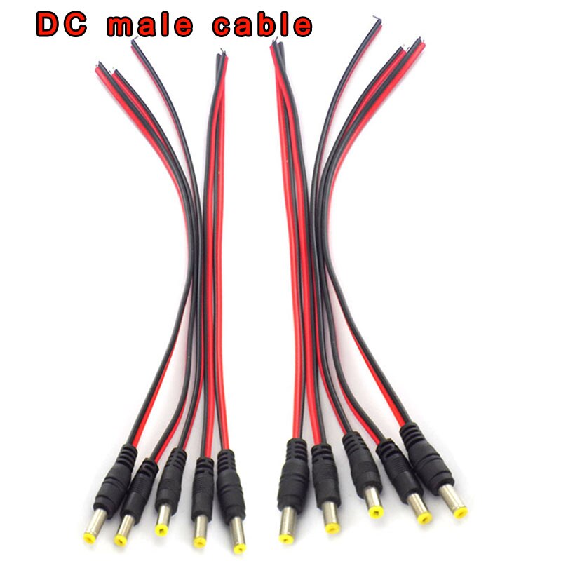 Dc 12v forlængerkabel han-hun stik stik strømkabel ledning ledning til cctv kabel kamera led strip lys adapter 2.1*5.5mm