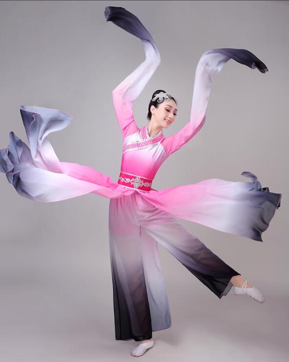 Costumes de danse folklorique chinoise à manches longues, vêtements de Festival Yangko, jupe classique de danse pour adultes, rose ou noir