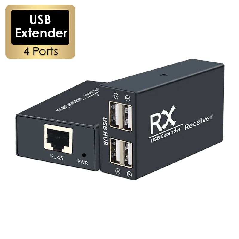 USB 120M Extender Adapter 4 Port USB 2.0 Hub Over Cat 6E/6 Ethernet UTP Extension POC RJ45 Lan Cable Metal Transmitter Receiver
