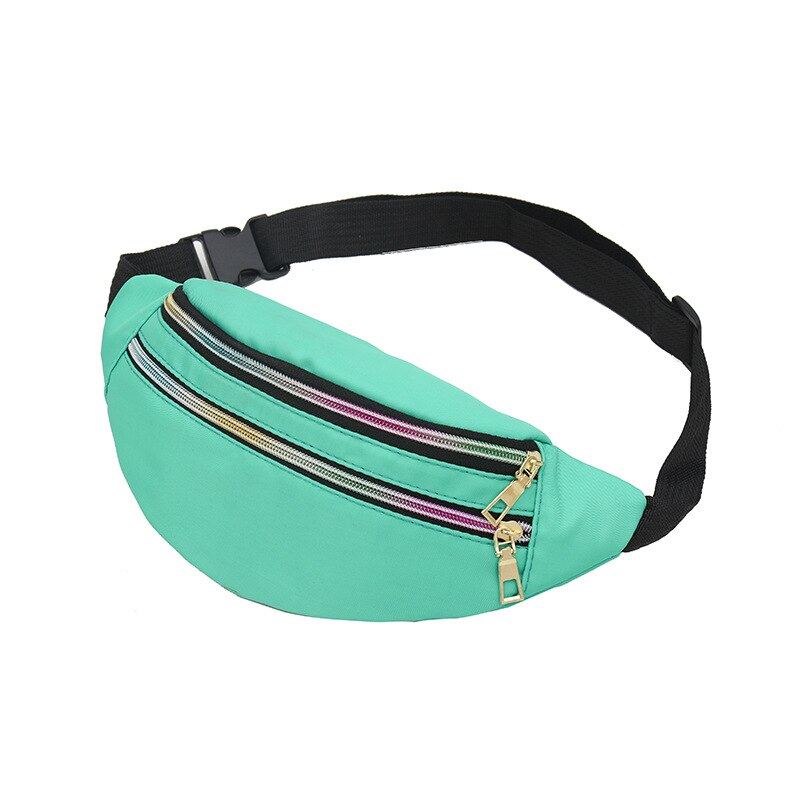 Brivilas nylon fanny pack fo women leopard print sport waist bag female purse belt bags multifunction chest bag crossbody: green