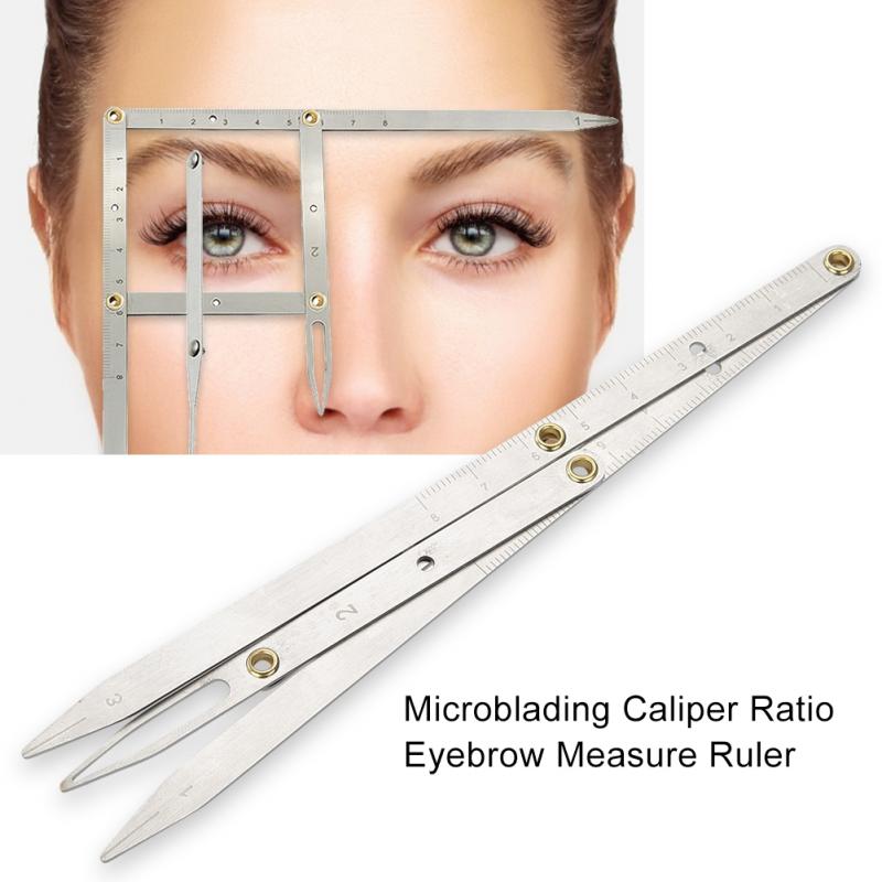 Rustfrit stål gyldent snit calipere microblading permanent makeup øjenbryn måle værktøj middel øjenbryn markering formgivningsværktøj