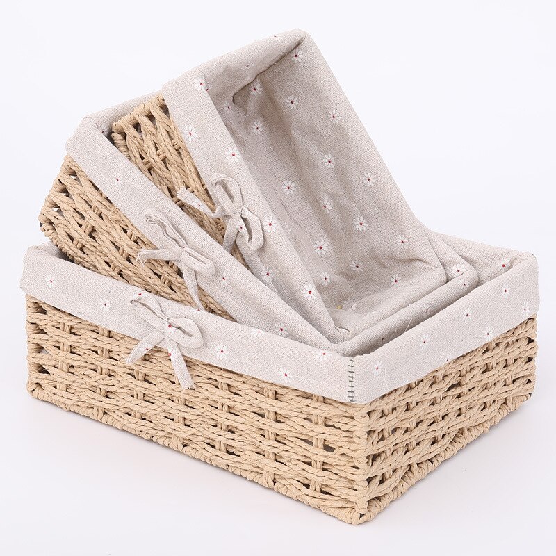 Canasta de almacenamiento de mimbre con forro extraíble de Pascua haz tu propia cesta Grande S M L: Beige / L