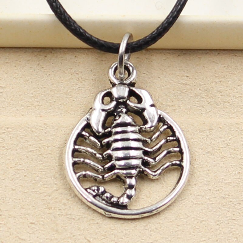 Tibetan Silver Color Pendant Scorpion Necklace Choker Charm Black Leather Cord Factory Price Handmade Jewelry