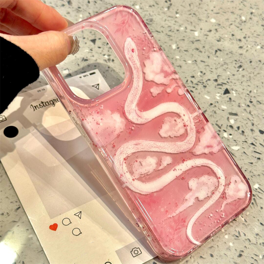 Funda de teléfono de serpiente blanca Xiangyun bonita de lujo para iPhone 16 15 14 13 Pro Max carcasa trasera a prueba de golpes para novia y amiga