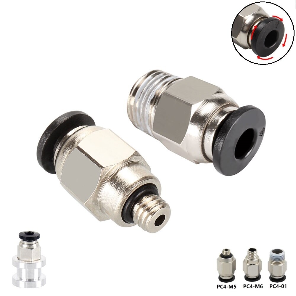 Mega 15Pcs PC4-01/M5/M6 Pneumatische Connectors Remote Bowden Quick Joint 3D Printers Onderdelen Voor Voeden 1.75mm 2*4Mm Buis