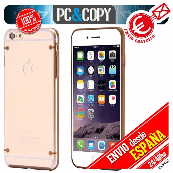 Funda hibrida policarbonato rigida con marco TPU de colores para iphone 6 6S: Dorado