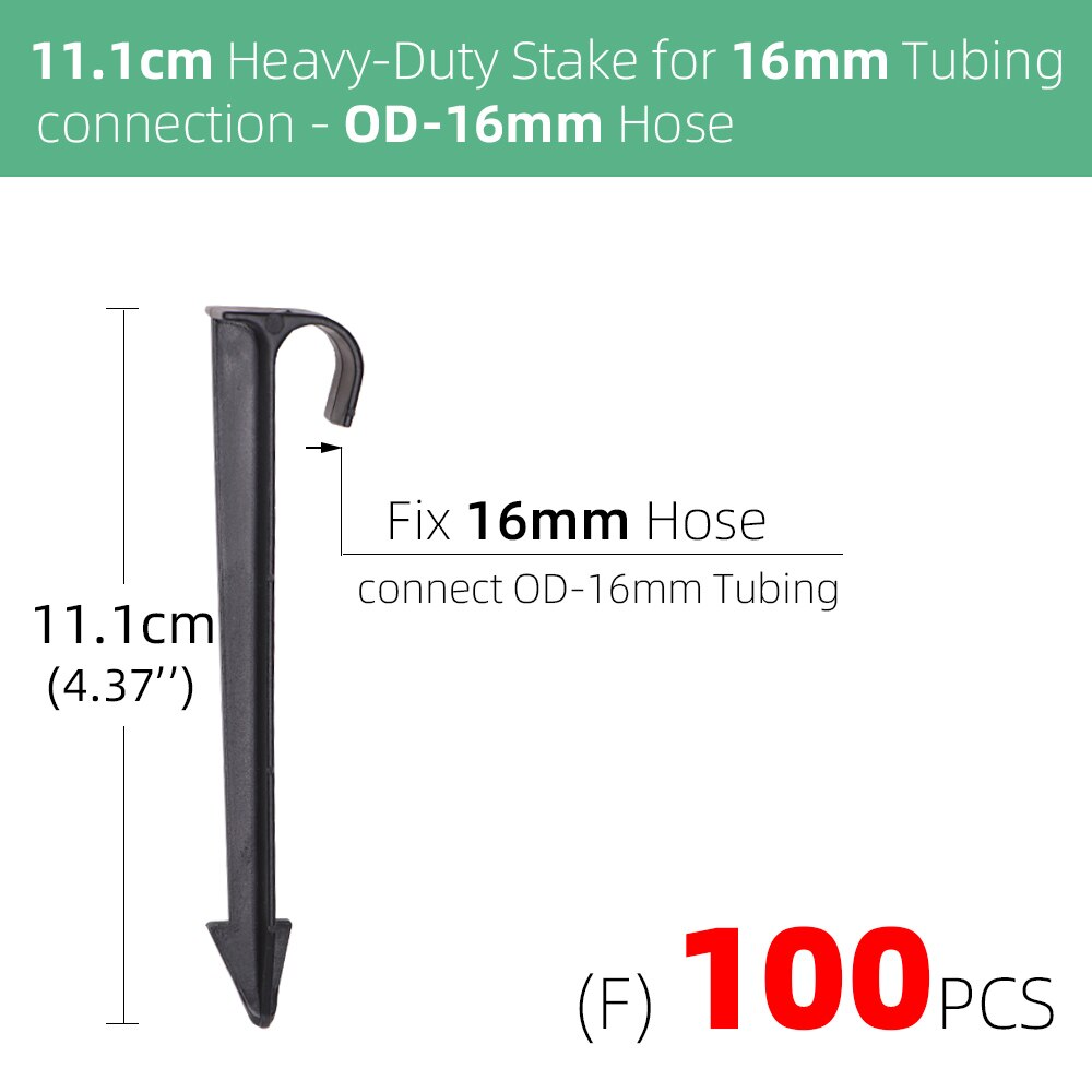 RBCFHI-estacas fijas de 1/4 '', 3/8'', 16MM, 20MM para manguera de PVC PE de 4/7mm, 8/11mm, estacas de anclaje de retención de riego por microgoteo: Fx100pcs