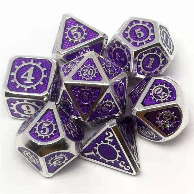 métal dés 7 pièces/ensemble RPG dés D & D jeu de société accessoires magiques D4 D6 D8 D10 D12 D20 K1KD: E