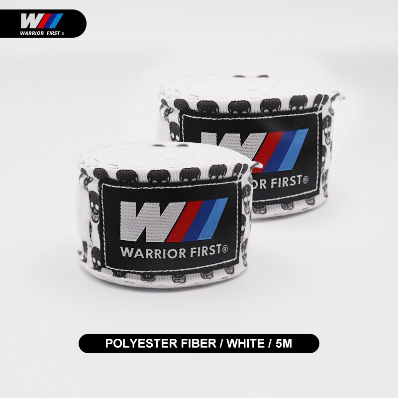 3m/5m Boxen Boxbandagen Schädel Bandage Stanzen Hand wickelt MuayThai MMA Boxen Schulungen Handschuhe Handgelenk Schützen Faust schlagen Handschuhe: 5M klein Schädel-Weiß