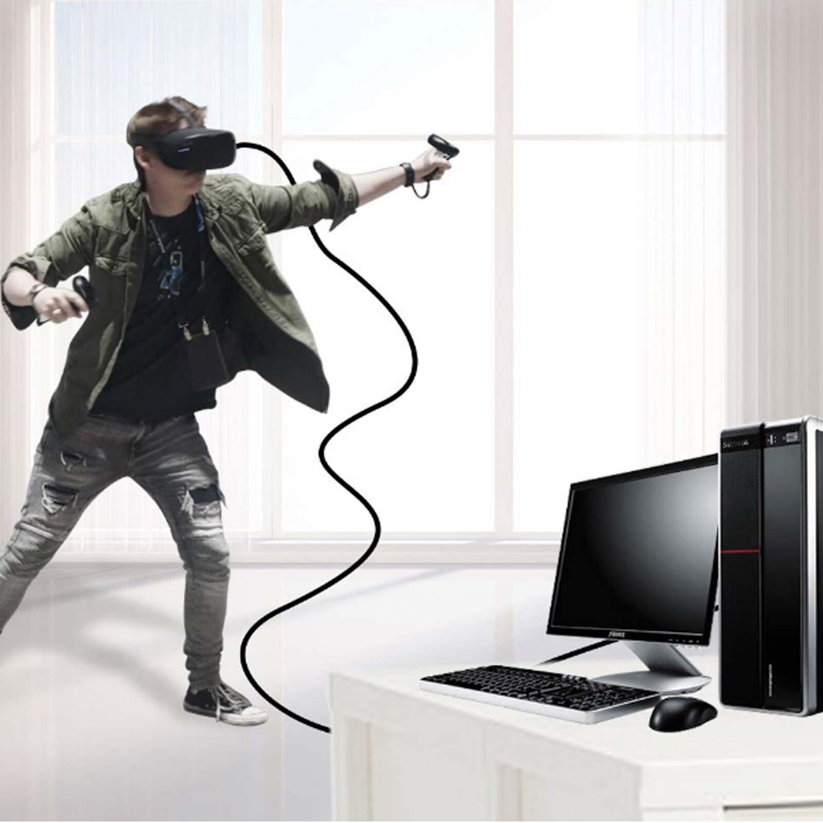 Vr tilbehør for oculus quest 2 1 link vr headset datalinje ladekabel usb 3.1 type c dataoverføring usb-a type-c kabel 5m