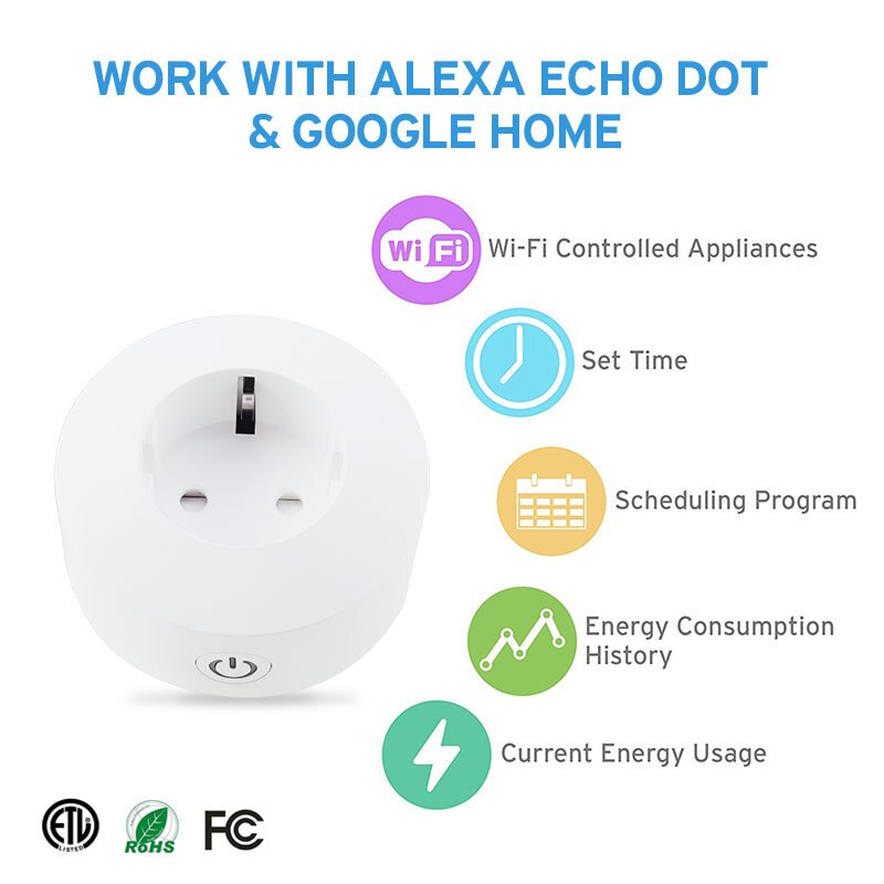 10A European Standard Wifi Smart Socket Remote Control With Recording Power Function Voice Control Electrical Sockets