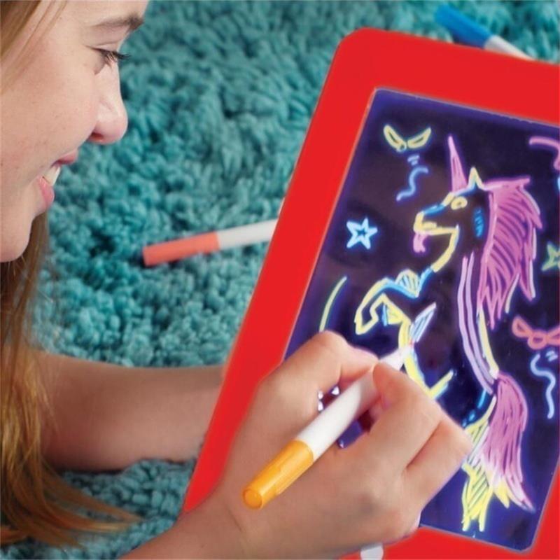 Led rittavla intressant tecknad blå/röd glödande rittavla student 3d tavla skriv graffiti magisk rittavla