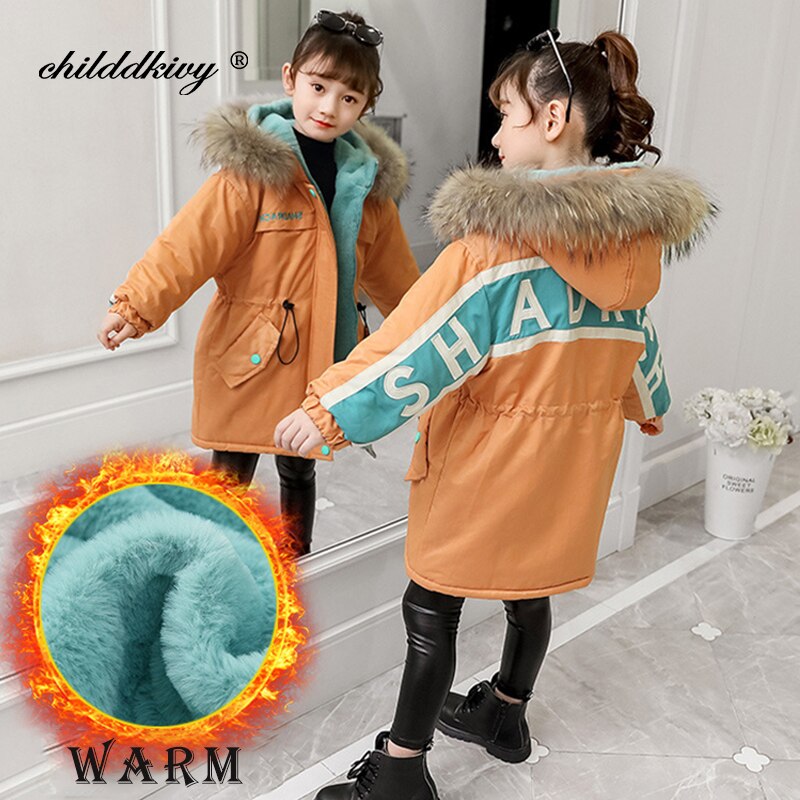 Kinderjas voor meisjes baby winterkleding meisjes plus fluwelen gewatteerde jas kinderen sneeuwpak bovenkleding parka voor meisjes 3-10t