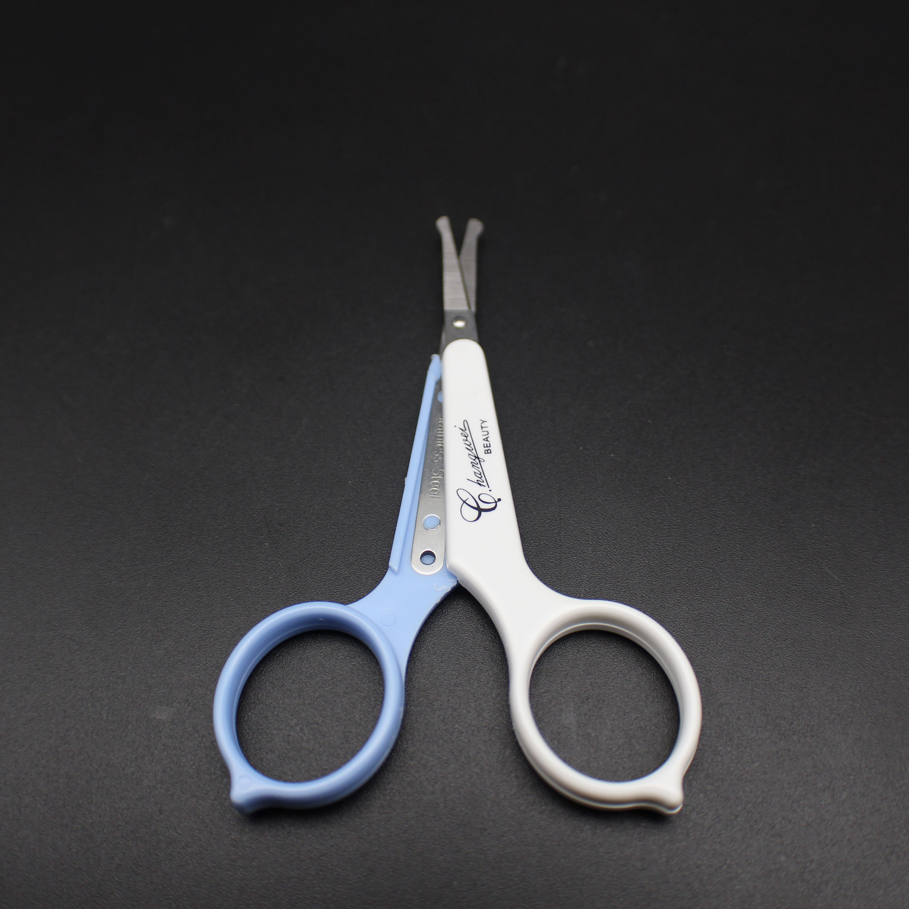 1pcs eyebrow eyelash scissors straight safety stainless steel scissors eyelash extension tool: Blue