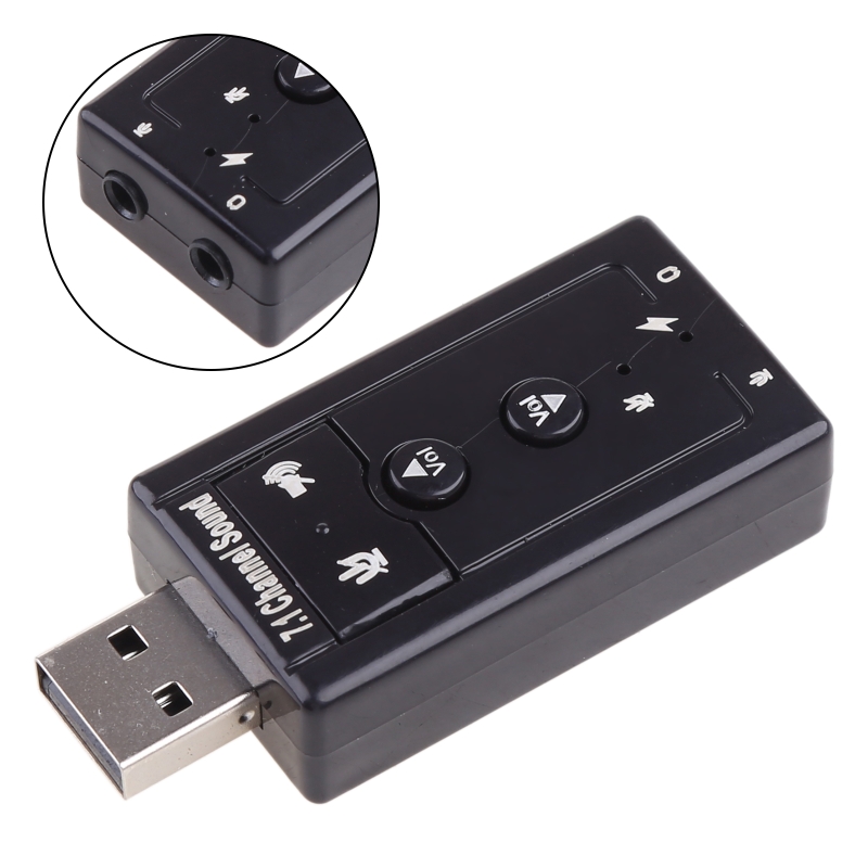 USB2.0 External 7.1 Channel 3D Virtual Sound Card Adapter PC Laptop Black