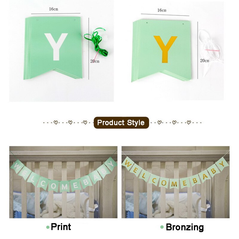 Pancarta de bienvenida para Baby Shower, decoración de nacimiento de Bebé, cartel de papel bronceador, decoración de cumpleaños para niño y niña