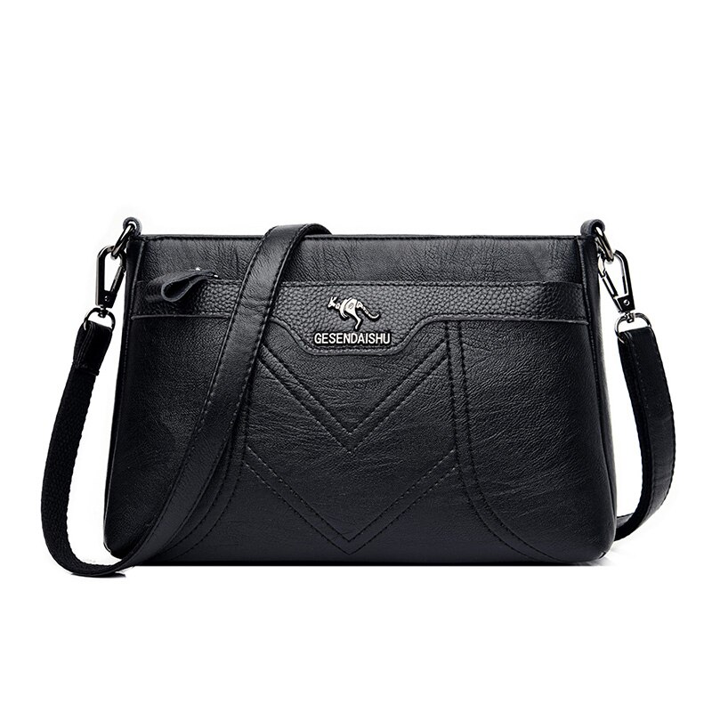 Oude Tang Vintage Crossbody Tassen Voor Vrouwen Grote Capaciteit Schoudertas Soft Pu Lederen Handtassen Tassen: Black